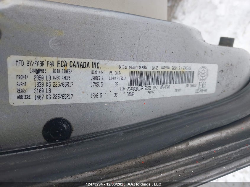 2C4RDGBG1GR169586 2016 DODGE CARAVAN photo no. 9