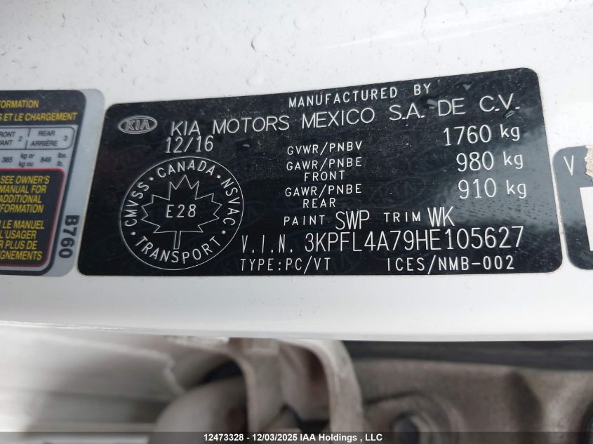 2017 Kia Forte VIN: 3KPFL4A79HE105627 Lot: 12473328