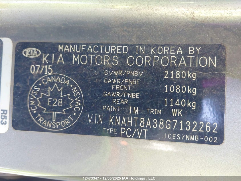 KNAHT8A38G7132262 2016 KIA RONDO photo no. 9