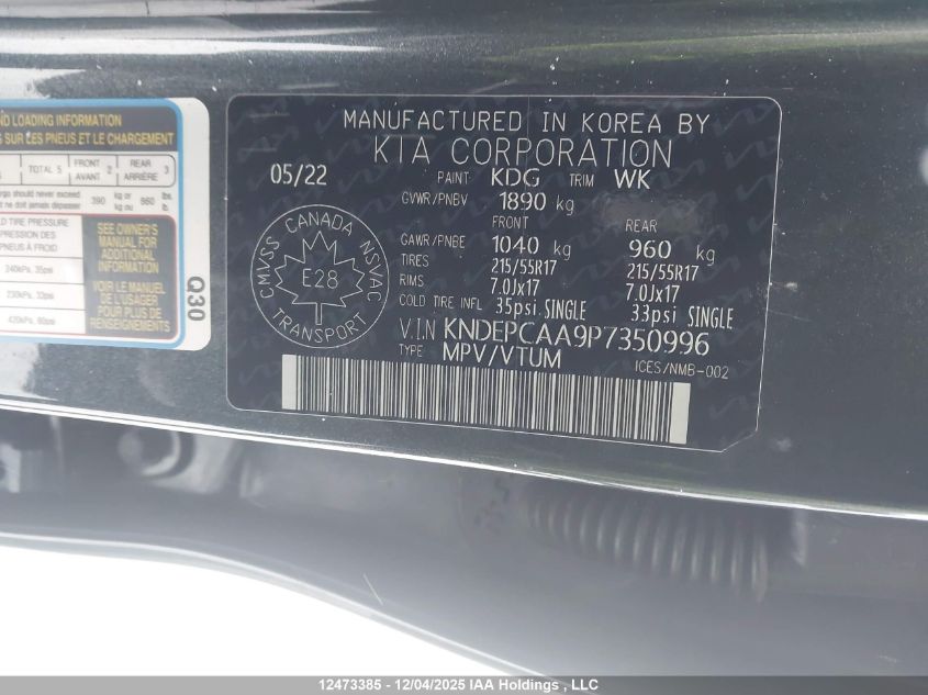 2023 Kia Seltos Lx VIN: KNDEPCAA9P7350996 Lot: 12473385