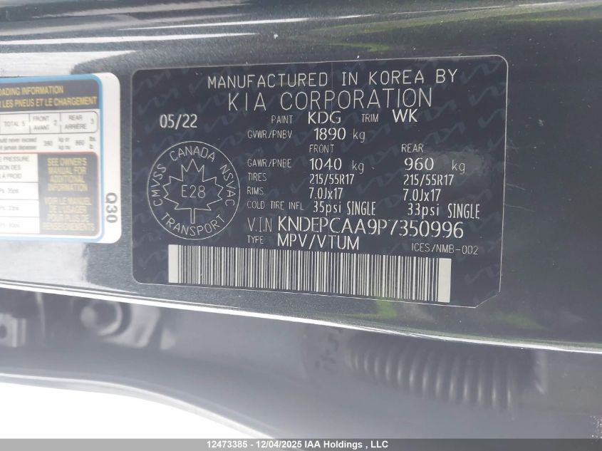 2023 Kia Seltos Lx VIN: KNDEPCAA9P7350996 Lot: 12473385