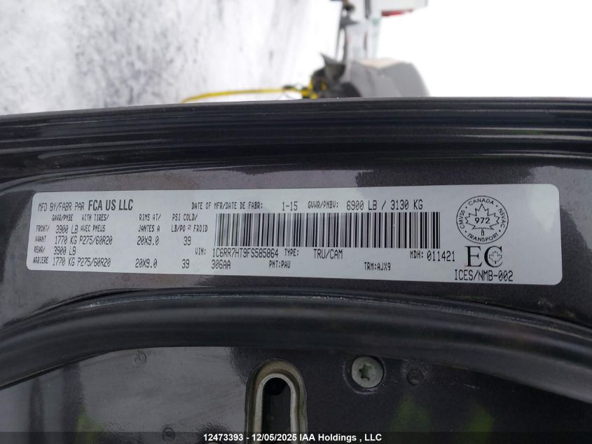 2015 Ram 1500 Sport VIN: 1C6RR7HT9FS585864 Lot: 12473393