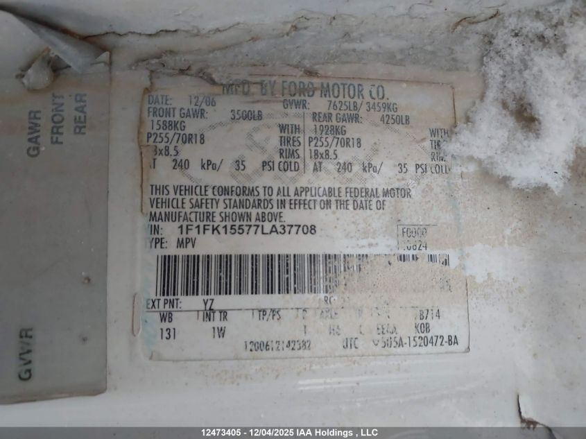 2007 Ford Expedition Max Limo VIN: 1F1FK15577LA37708 Lot: 12473405