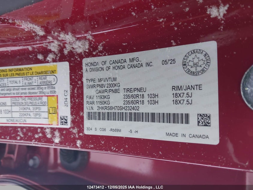 2HKRS6H70SH232402 2025 HONDA CR-V photo no. 18