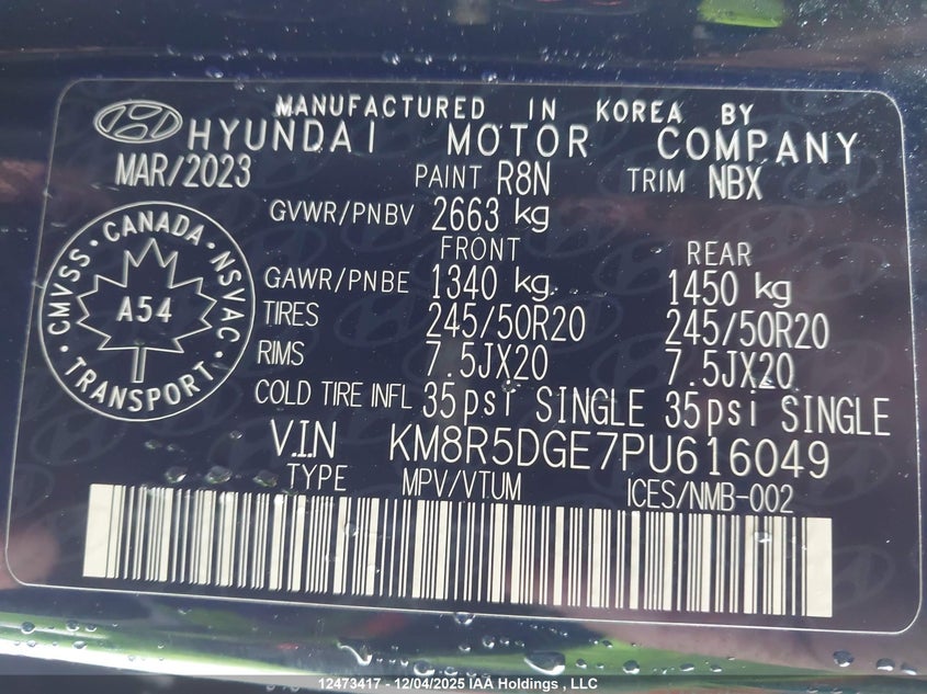 KM8R5DGE7PU616049 2023 HYUNDAI PALISADE photo no. 9