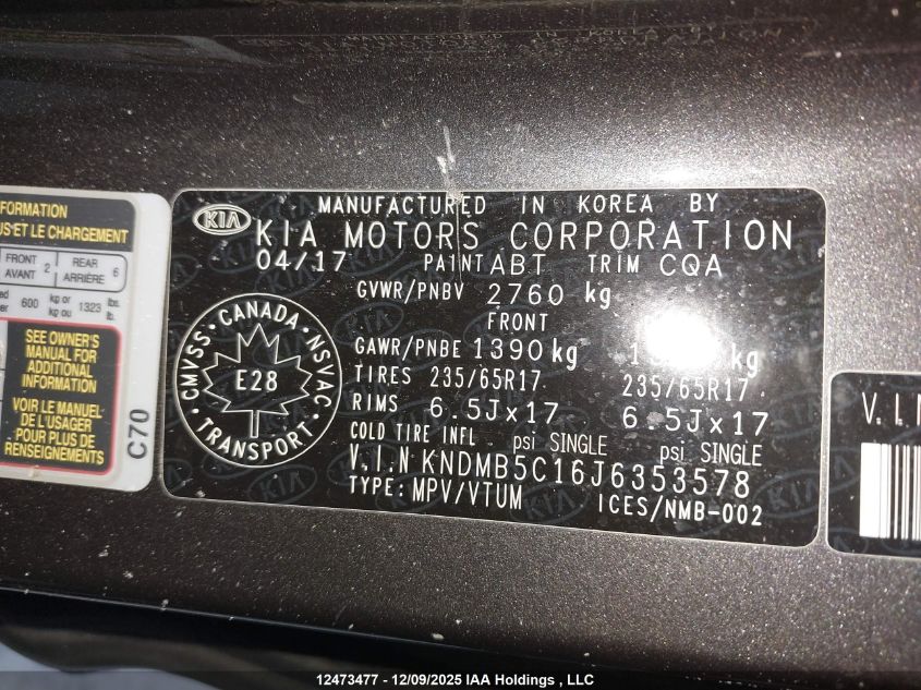 2018 Kia Sedona Lx/Lx+ VIN: KNDMB5C16J6353578 Lot: 12473477