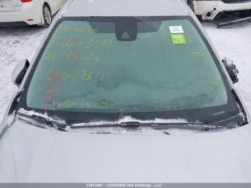 2021 Toyota Corolla Hybrid Base W/Li Battery VIN: JTDBAMDE8MJ027319 Lot: 12473481