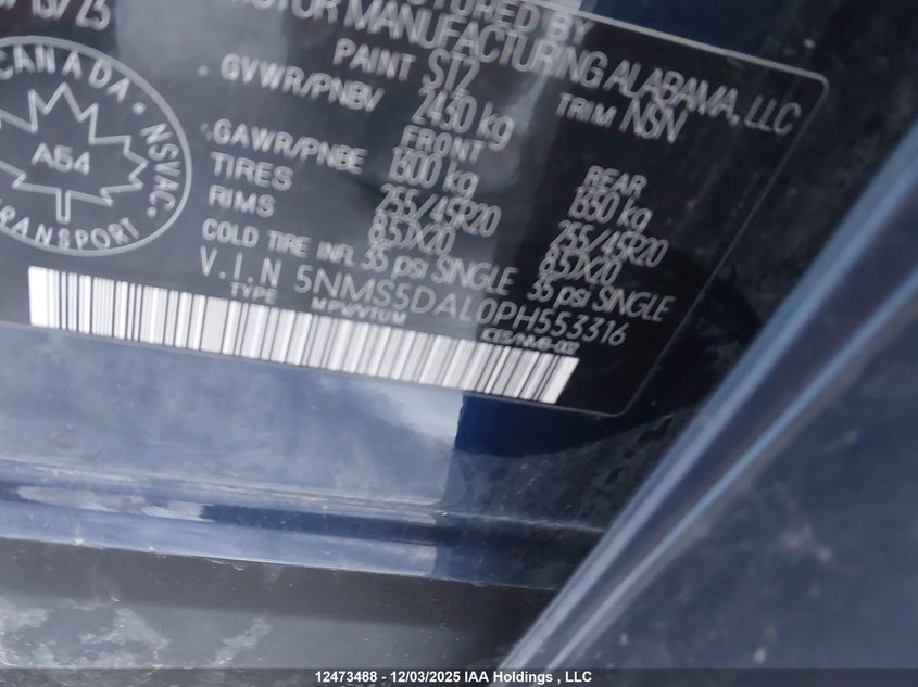 5NMS5DAL0PH553316 2023 HYUNDAI SANTA FE photo no. 9
