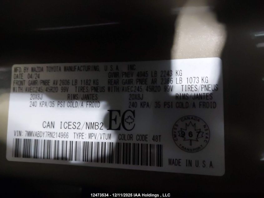 2024 Mazda Cx-50 Premium VIN: 7MMVABDY7RN214966 Lot: 12473534