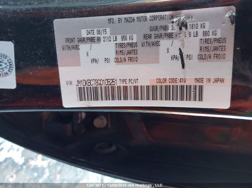 2016 Mazda Cx-3 VIN: JM1DKBC78G0105251 Lot: 12473577