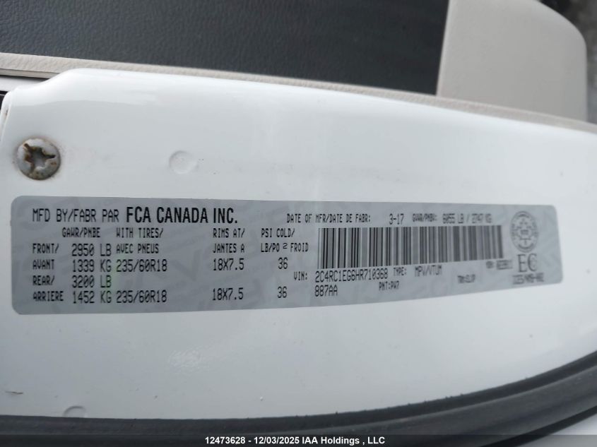 2017 Chrysler Pacifica Touring-L VIN: 2C4RC1EG6HR710368 Lot: 12473628