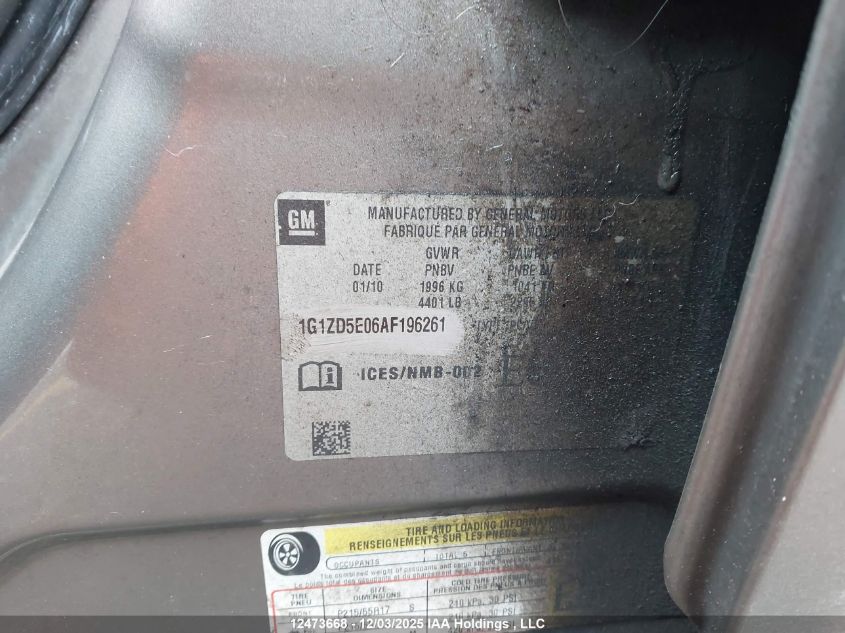 2010 Chevrolet Malibu VIN: 1G1ZD5E06AF196261 Lot: 12473668