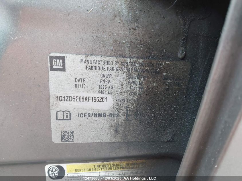 2010 Chevrolet Malibu VIN: 1G1ZD5E06AF196261 Lot: 12473668