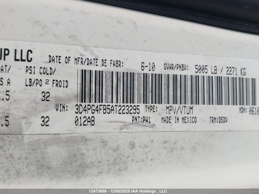 2010 Dodge Journey VIN: 3D4PG4FB5AT223295 Lot: 12473688