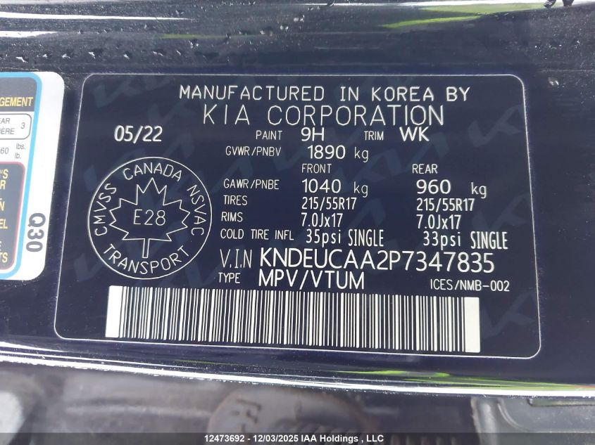 2023 Kia Seltos Ex VIN: KNDEUCAA2P7347835 Lot: 12473692