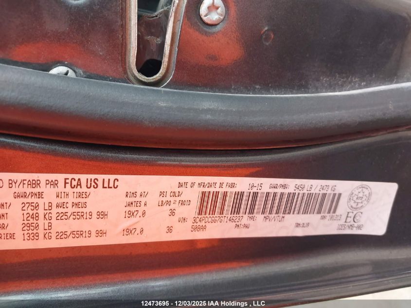 2016 Dodge Journey Crossroad VIN: 3C4PDCGG7GT146237 Lot: 12473695