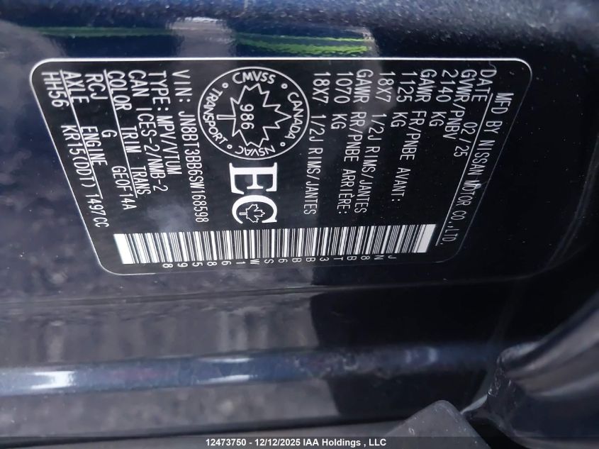 2025 Nissan Rogue 60Th Anniversary Edition/Sv Moonroof VIN: JN8BT3BB6SW168598 Lot: 12473750