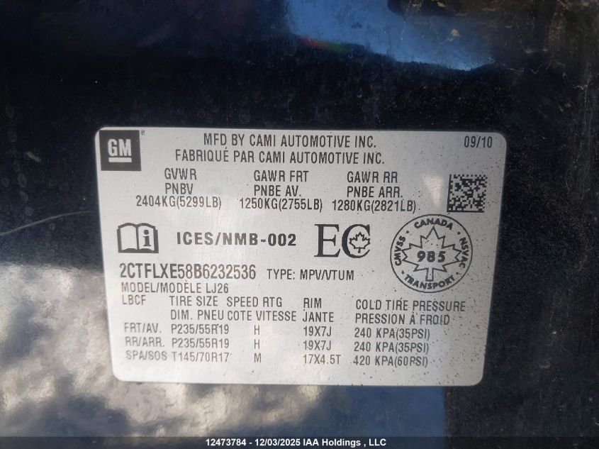 2011 GMC Terrain Slt-2 VIN: 2CTFLXE58B6232536 Lot: 12473784