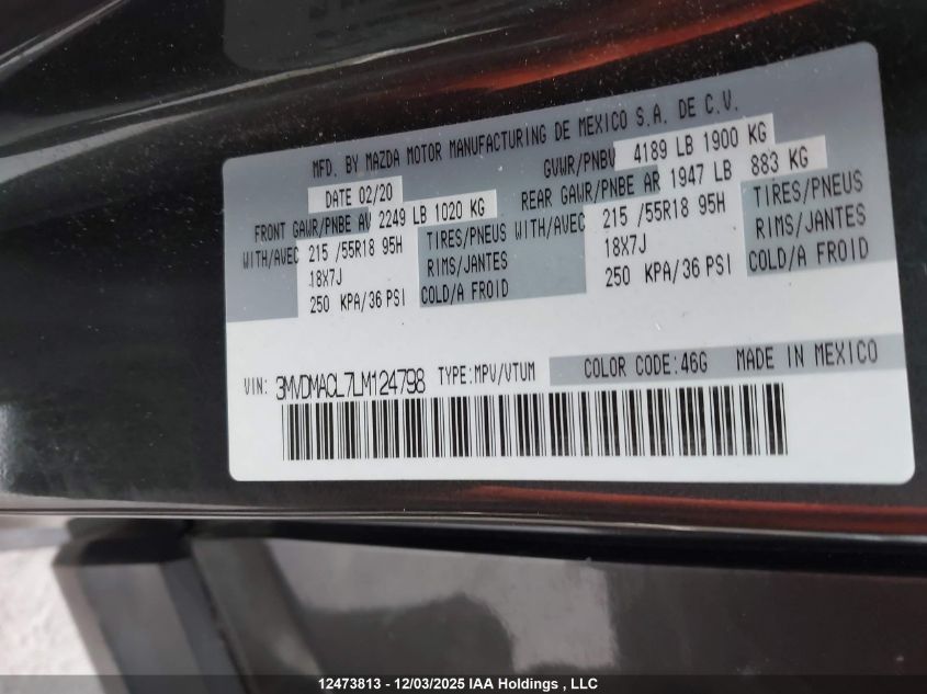 2020 Mazda Cx-30 VIN: 3MVDMACL7LM124798 Lot: 12473813