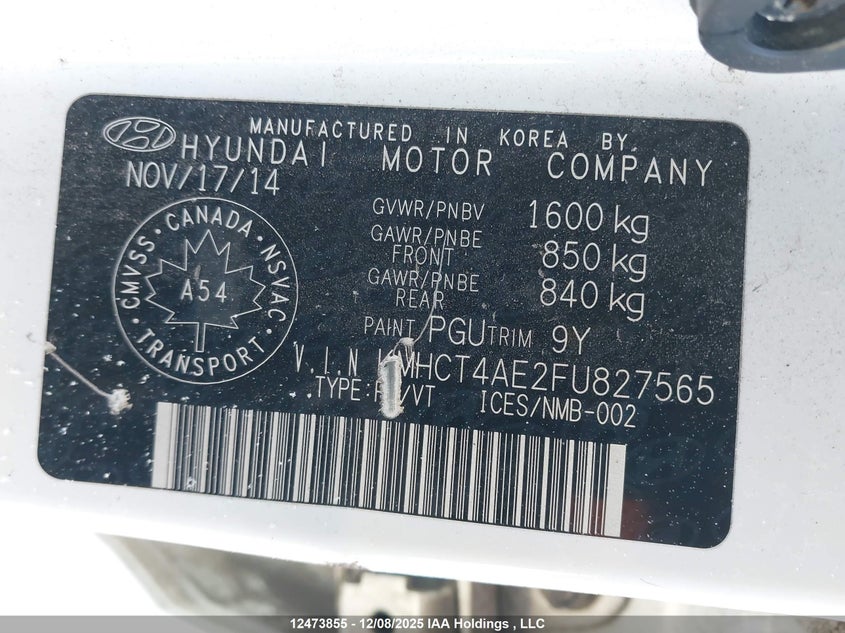 KMHCT4AE2FU827565 2015 HYUNDAI ACCENT photo no. 19