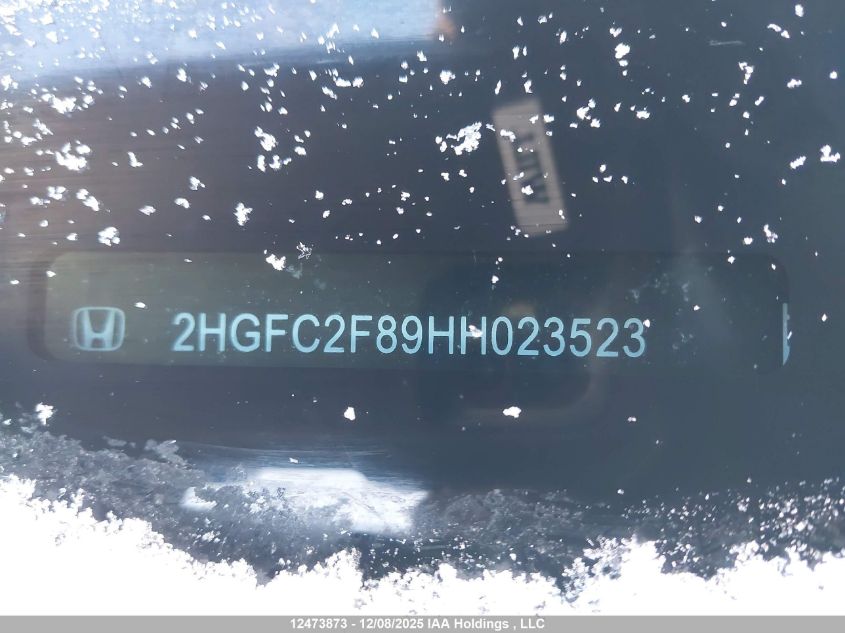2017 Honda Civic VIN: 2HGFC2F89HH023523 Lot: 12473873