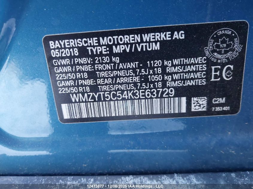 2019 Mini Cooper S Countryman All4 VIN: WMZYT5C54K3E63729 Lot: 12473877