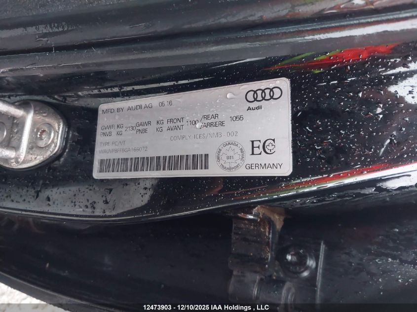 2016 Audi A3 E-Tron 1.4T Premium VIN: WAUVPBFF5GA166072 Lot: 12473903