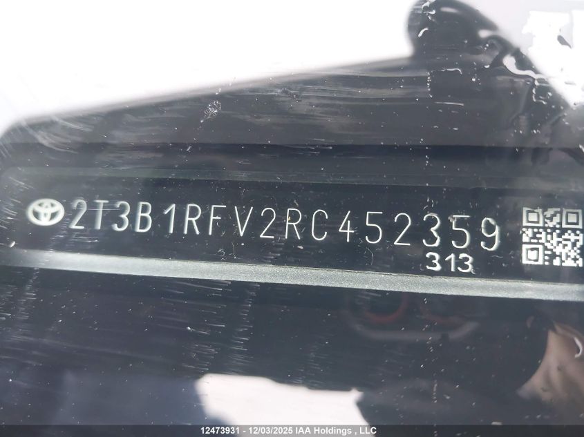 2024 Toyota Rav4 Le VIN: 2T3B1RFV2RC452359 Lot: 12473931