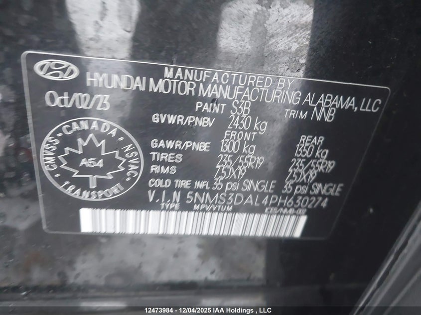 5NMS3DAL4PH630274 2023 HYUNDAI SANTA FE photo no. 19