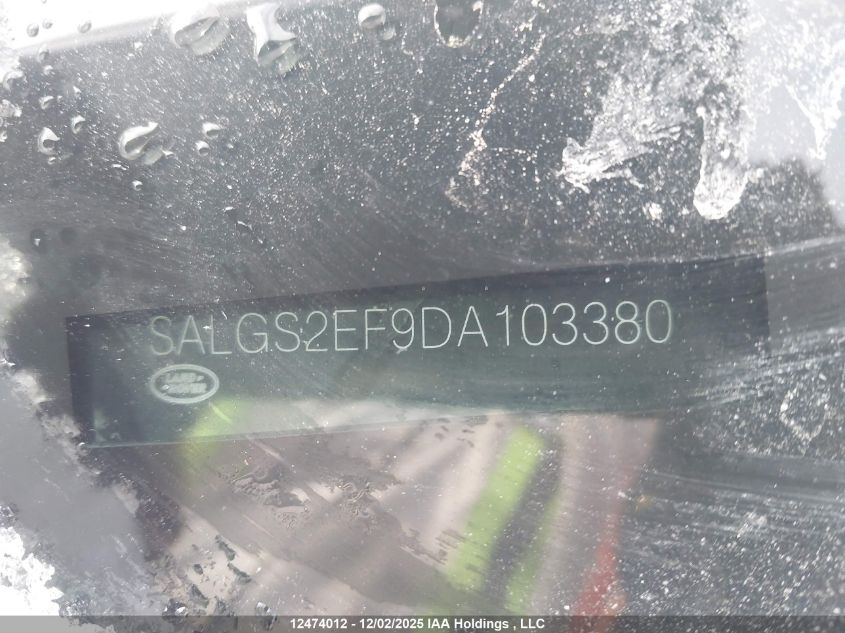 2013 Land Rover Range Rover Supercharged VIN: SALGS2EF9DA103380 Lot: 12474012