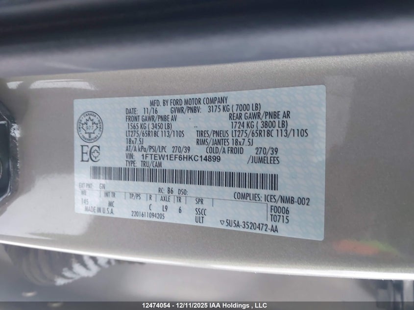 1FTEW1EF6HKC14899 2017 FORD F-150 photo no. 19