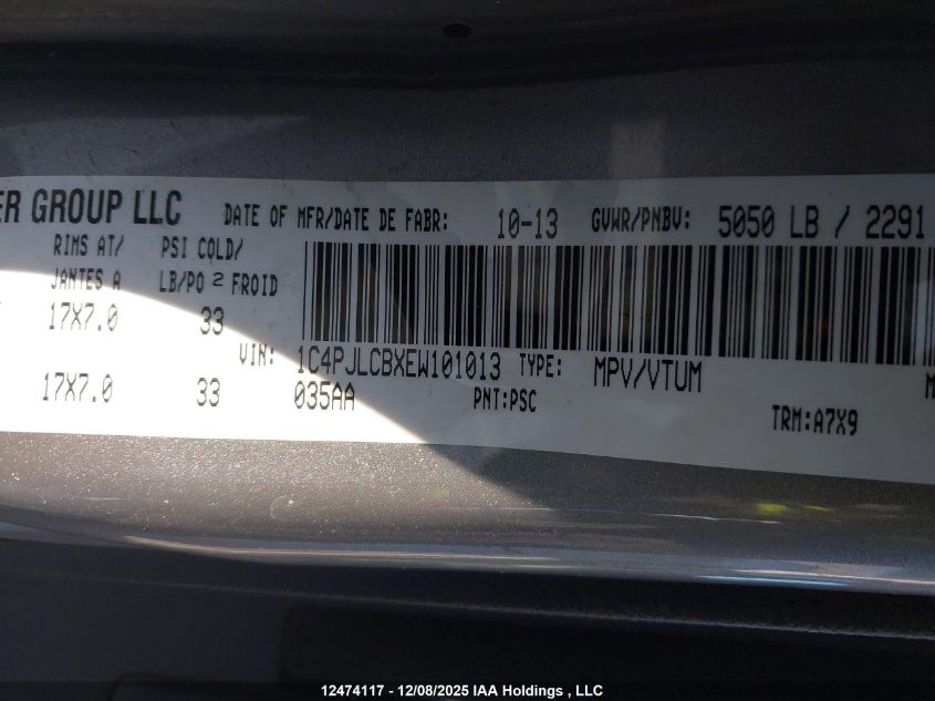 2014 Jeep Cherokee Latitude VIN: 1C4PJLCBXEW101013 Lot: 12474117