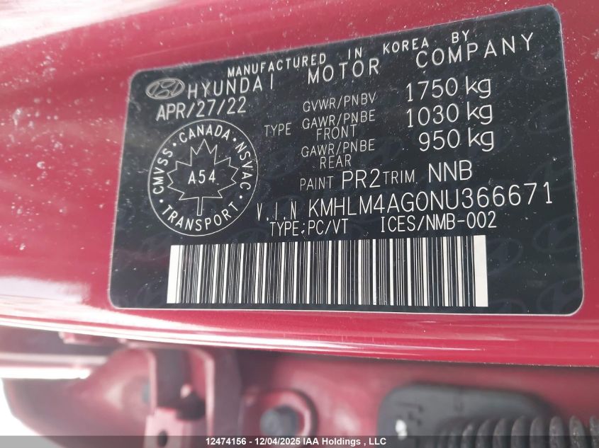 2022 Hyundai Elantra Preferred Ivt VIN: KMHLM4AG0NU366671 Lot: 12474156