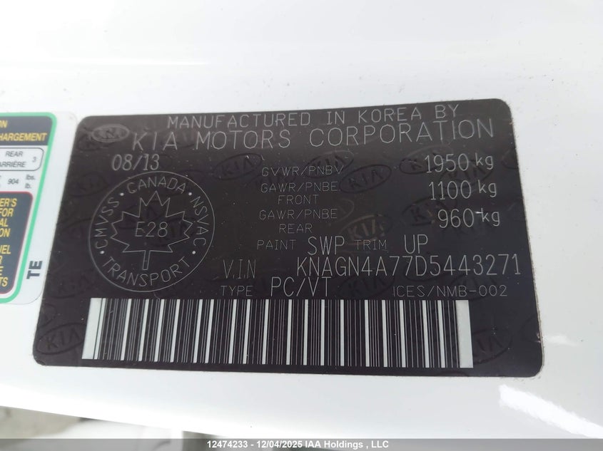KNAGN4A77D5443271 2013 KIA OPTIMA photo no. 9
