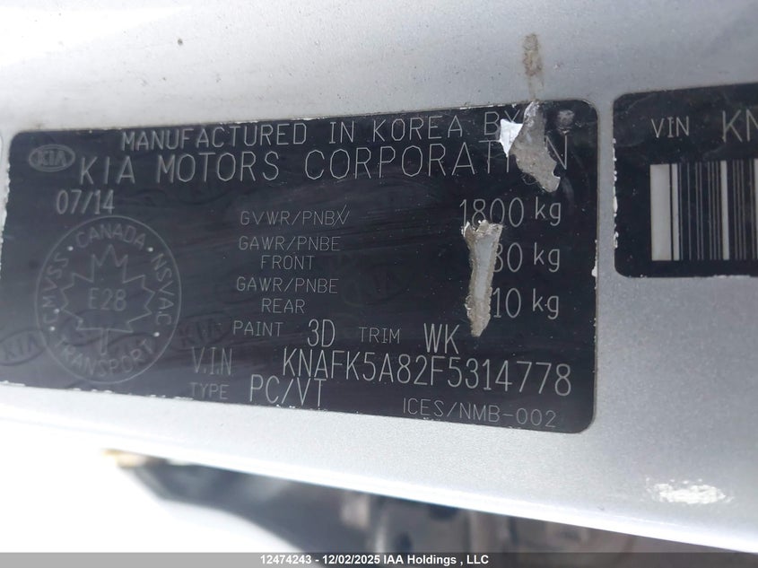 KNAFK5A82F5314778 2015 KIA FORTE photo no. 18