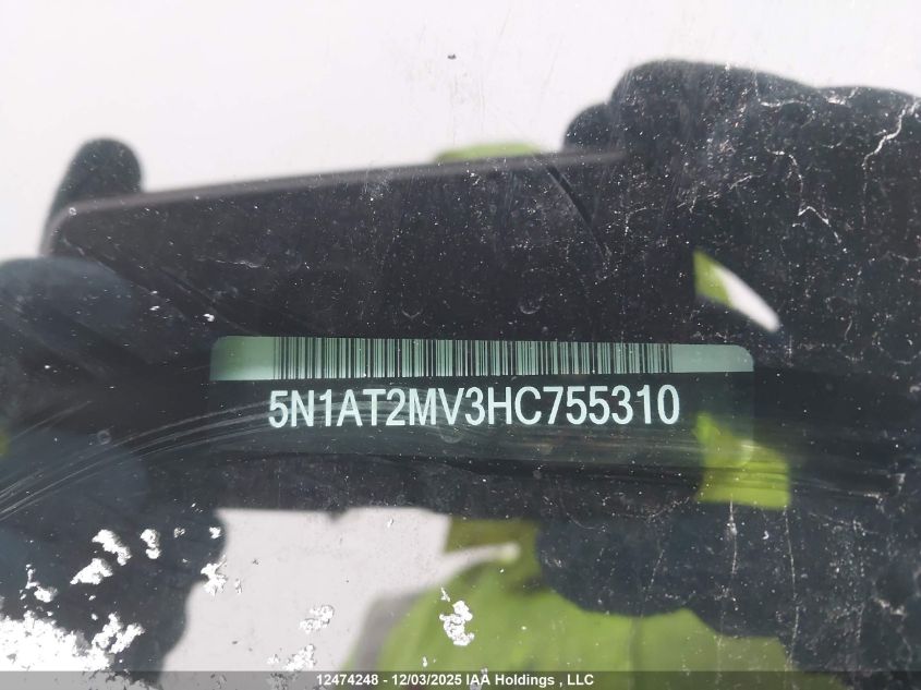 2017 Nissan Rogue S/Sl Platinum/Sv VIN: 5N1AT2MV3HC755310 Lot: 12474248