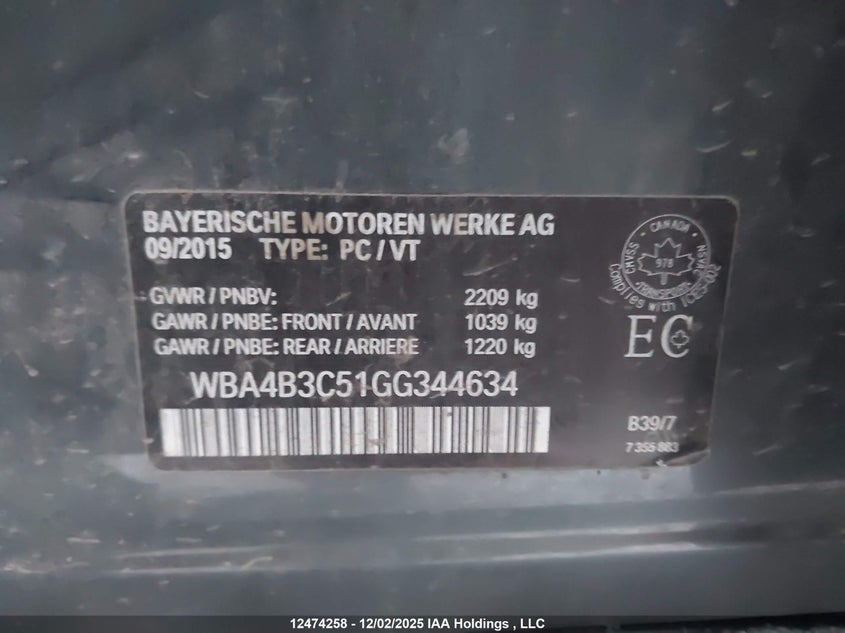 WBA4B3C51GG344634 | 2016 BMW 435I Gran Coupe xDrive