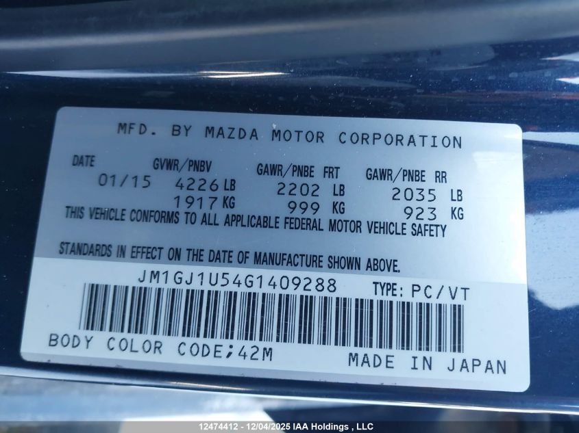 2016 Mazda 6 Sport VIN: JM1GJ1U54G1409288 Lot: 12474412