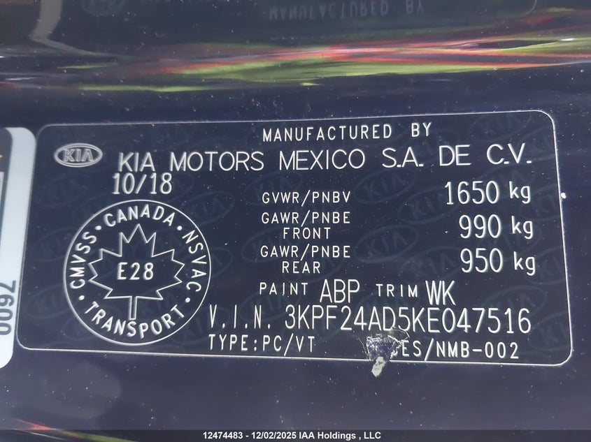 3KPF24AD5KE047516 2019 KIA FORTE photo no. 9