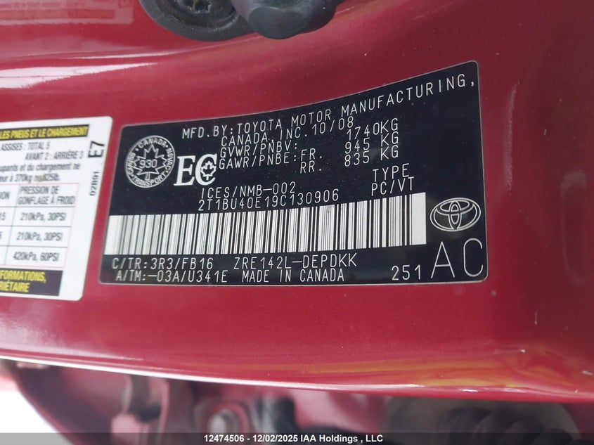2T1BU40E19C130906 2009 TOYOTA COROLLA photo no. 18