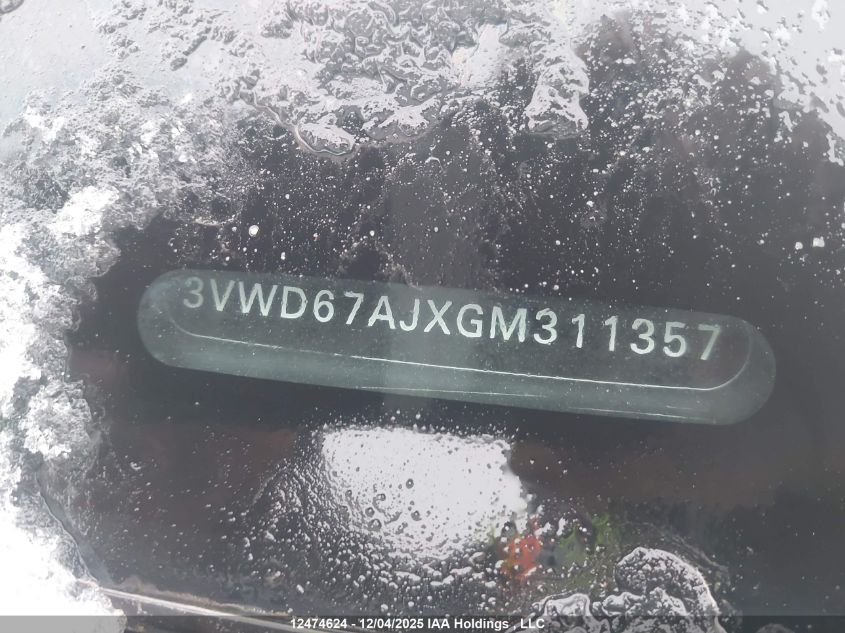 2016 Volkswagen Jetta 1.4 Tsi Comfortline VIN: 3VWD67AJXGM311357 Lot: 12474624
