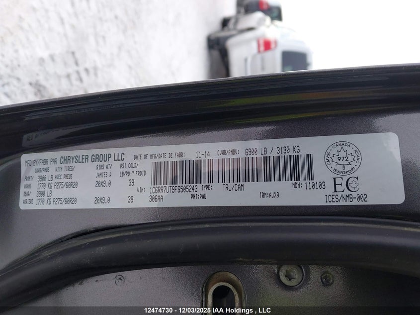 1C6RR7UT9FS505243 2015 RAM 1500 photo no. 9