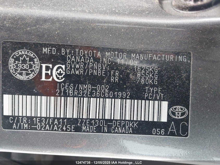 2T1BR32E36C601992 2006 TOYOTA COROLLA photo no. 9