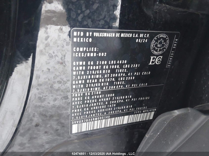 3VVUX7B25RM095140 2024 VOLKSWAGEN TAOS photo no. 9