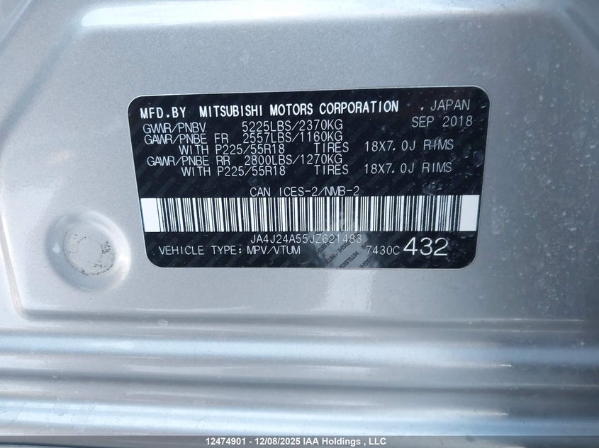 JA4J24A55JZ621483 2018 MITSUBISHI OUTLANDER photo no. 9