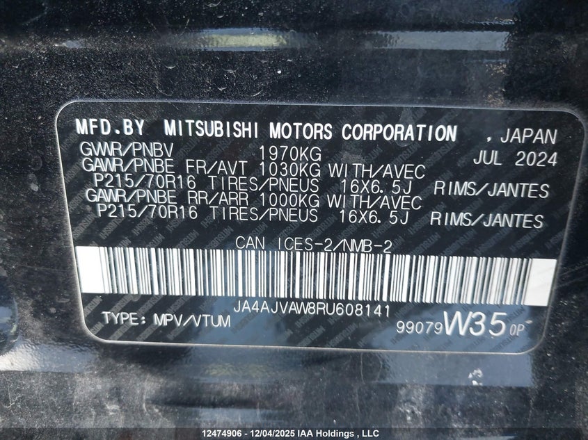 JA4AJVAW8RU608141 2024 MITSUBISHI RVR photo no. 19