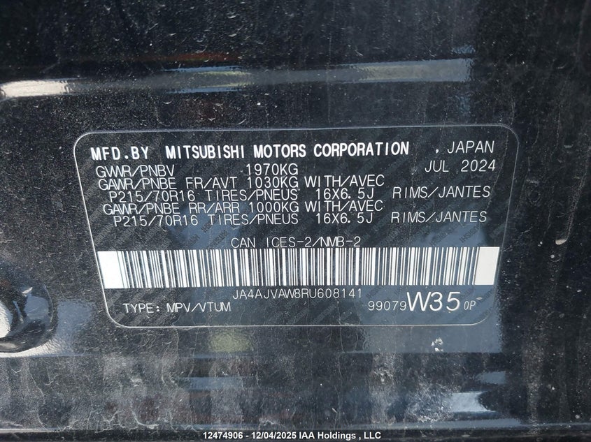 JA4AJVAW8RU608141 2024 MITSUBISHI RVR photo no. 9