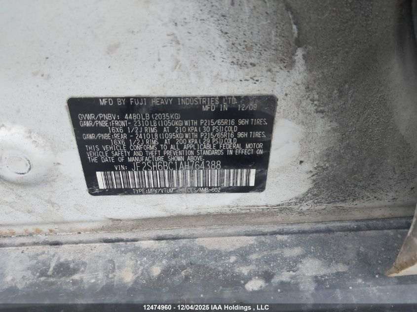 2010 Subaru Forester 2.5 X Sport-Tech VIN: JF2SH6BC1AH764388 Lot: 12474960