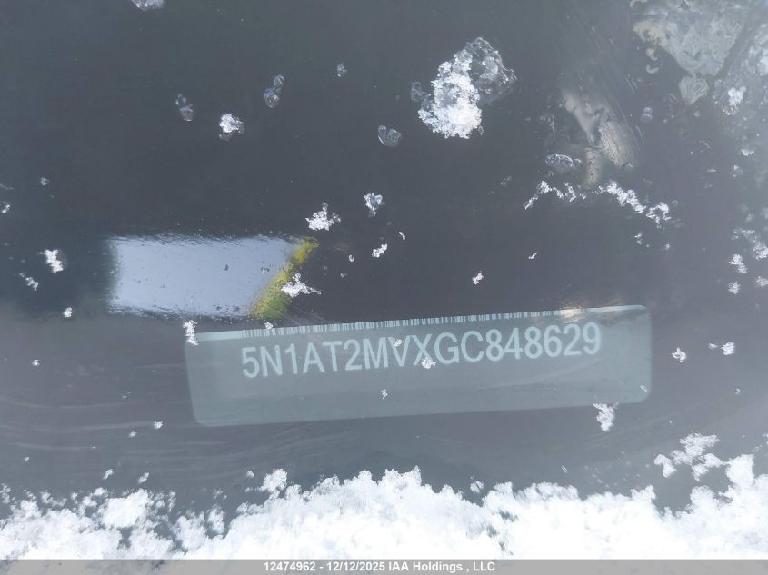 2016 Nissan Rogue VIN: 5N1AT2MVXGC848629 Lot: 12474962