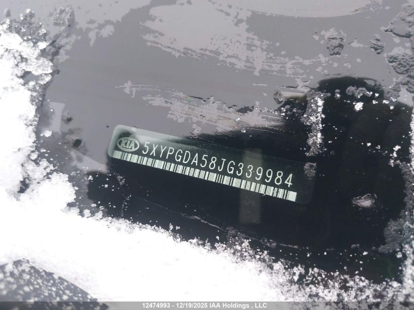 2018 Kia Sorento 3.3L Lx VIN: 5XYPGDA58JG339984 Lot: 12474993